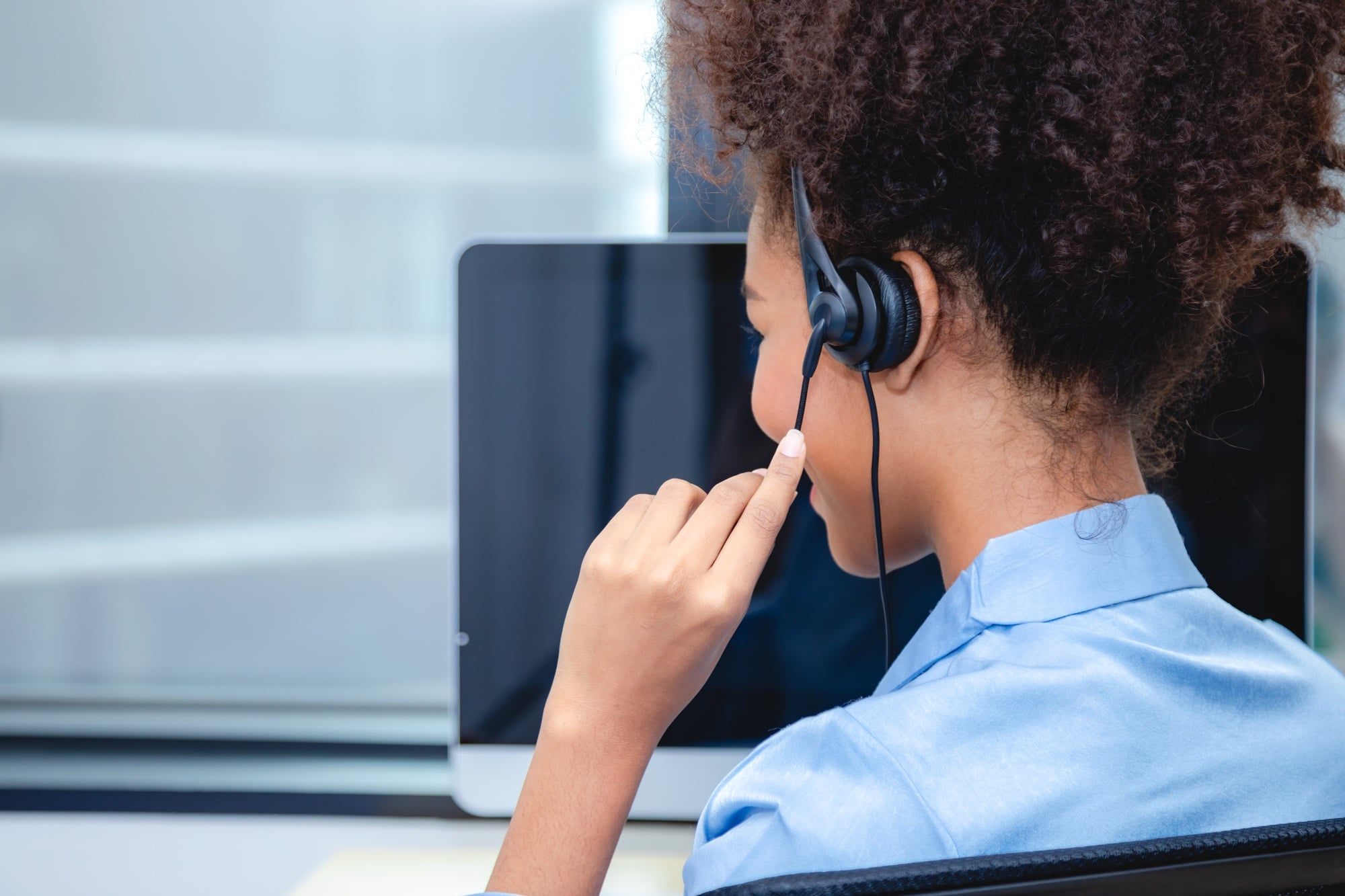 Customer service call center, telemarketing manager team or mentor reading online feedback